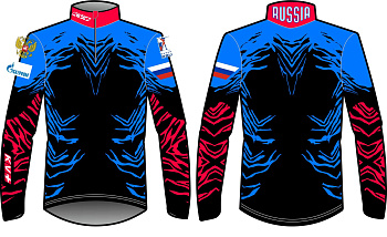 Гоночный комбинезон раздельный (верх) KV+ Top suit cross country man, black\blue\red 20V07.RUS2